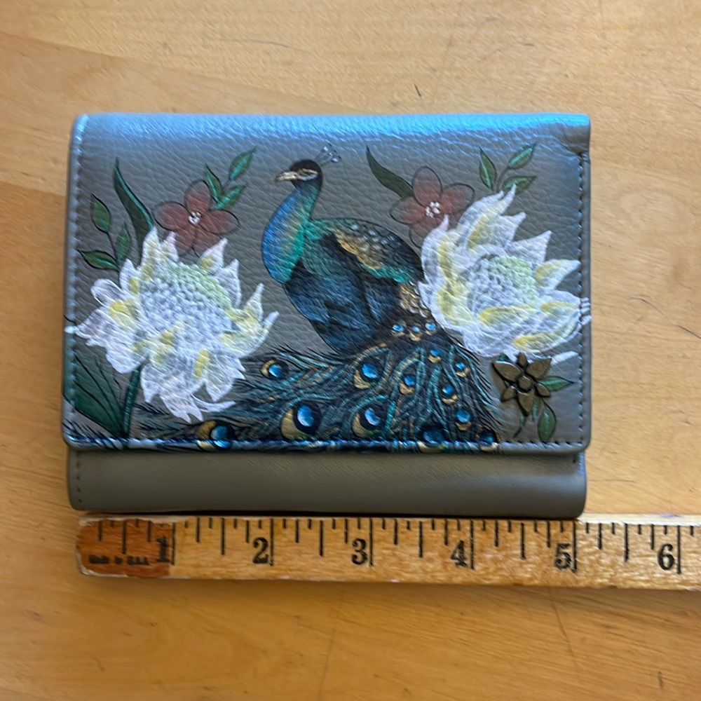 Anuschka hand painted gray leather wallet
